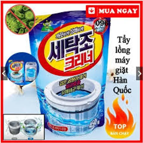 Bột Tẩy Vệ Sinh Lồng Máy Giặt Hàn Quốc 450g - Sạch Sẽ Diệt Khuẩn, Loại Bỏ Cặn Bẩn, Duy Trì Độ Bóng Cho Quần Áo