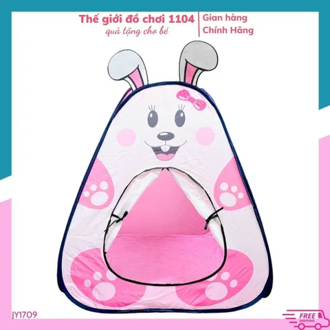 Lều đồ chơi cho bé gái, họa tiết tai thỏ, sức chứa 2-3 bé, lều tự bung, đồ chơi cắm trại