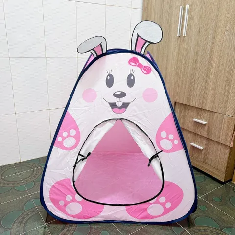 Lều đồ chơi cho bé gái, họa tiết tai thỏ, sức chứa 2-3 bé, lều tự bung, đồ chơi cắm trại