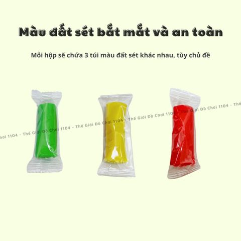 Hộp Đất Nặn Mini Thế Giới Đồ Chơi - Kèm Khuông Tạo Hình Đa Chủ Đề & Đất Sét Tự Khô Cho Trẻ 3 Tuổi Trở Lên