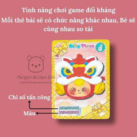 Bộ Thẻ Bài Baby Three - 8 Lá Thẻ Sưu Tầm Đối Kháng Dễ Thương Cho Bé - Game Thẻ Bài Giúp Phát Triển Tư Duy