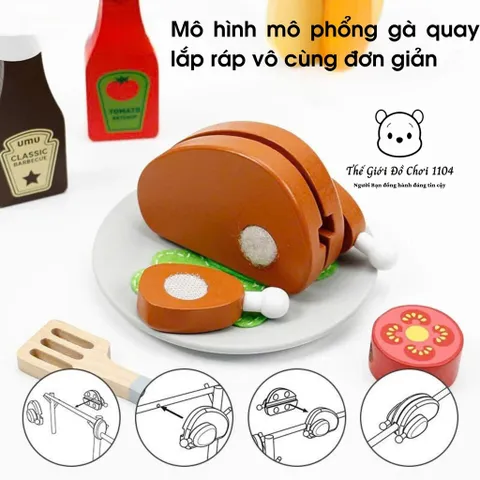 Bộ Bếp Nướng Gỗ Cao Cấp UMU 45 Pcs – Đồ Chơi Mô Phỏng Ẩm Thực Giúp Bé Học, Chơi, Sáng Tạo Mỗi Ngày