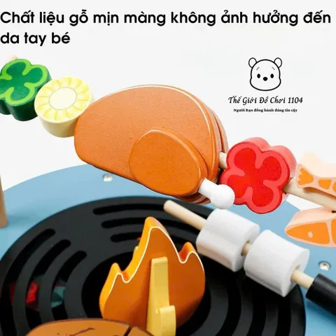 Bộ Bếp Nướng Gỗ Cao Cấp UMU 45 Pcs – Đồ Chơi Mô Phỏng Ẩm Thực Giúp Bé Học, Chơi, Sáng Tạo Mỗi Ngày