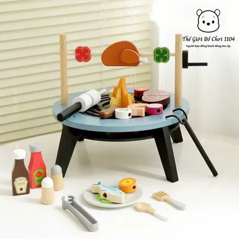 Bộ Bếp Nướng Gỗ Cao Cấp UMU 45 Pcs – Đồ Chơi Mô Phỏng Ẩm Thực Giúp Bé Học, Chơi, Sáng Tạo Mỗi Ngày