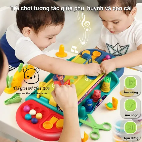 Bộ Đất Sét Băng Chuyền Tạo Kiểu Tóc & Trò Chơi Chiến Đấu Có Nhạc - 8 Hủ Đất Nặn & Khuôn Tạo Hình An Toàn Cho Trẻ Em 3 Tuổi+