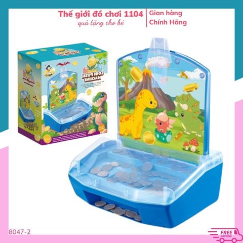 Máy Đẩy Xu Mini Cho Bé - Trò Chơi Giải Trí Siêu Thị Kèm 155 Xu, Đồ Chơi Phát Triển Trí Tuệ, Khủng Long Dễ Thương