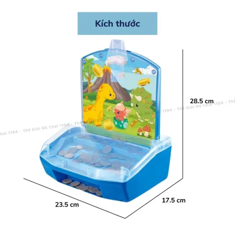 Máy Đẩy Xu Mini Cho Bé - Trò Chơi Giải Trí Siêu Thị Kèm 155 Xu, Đồ Chơi Phát Triển Trí Tuệ, Khủng Long Dễ Thương