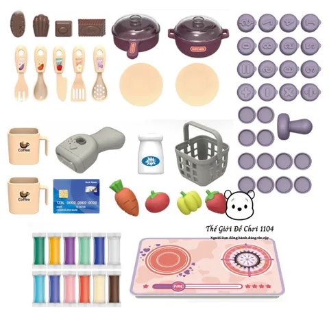 Bộ Đồ Chơi Đất Nặn Siêu Thị Tính Tiền 12 Màu, Kèm Khuôn Sáng Tạo - Đồ Chơi Giáo Dục Cho Bé 3 Tuổi