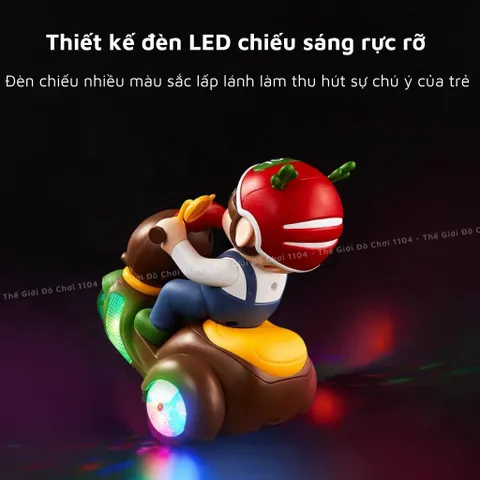 Đồ chơi cậu bé lái xe mô tô nghệ thuật có nhạc, đèn, xoay 360 độ dành cho bé sơ sinh