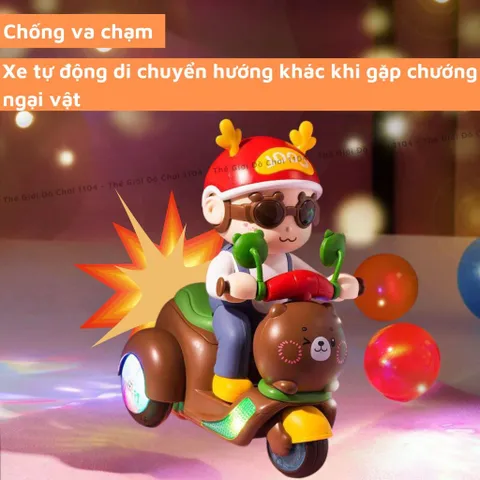 Đồ chơi cậu bé lái xe mô tô nghệ thuật có nhạc, đèn, xoay 360 độ dành cho bé sơ sinh