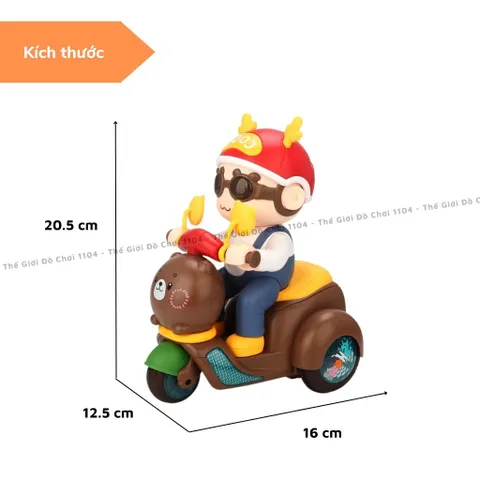 Đồ chơi cậu bé lái xe mô tô nghệ thuật có nhạc, đèn, xoay 360 độ dành cho bé sơ sinh