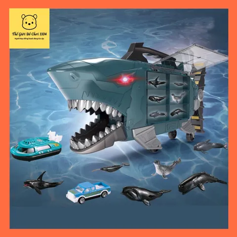Xe ô tô đồ chơi Cá Mập YISU TOYS - Chứa 8 loại cá, 2 xe - Hiệu ứng âm thanh, nhạc - thegioidochoi1104
