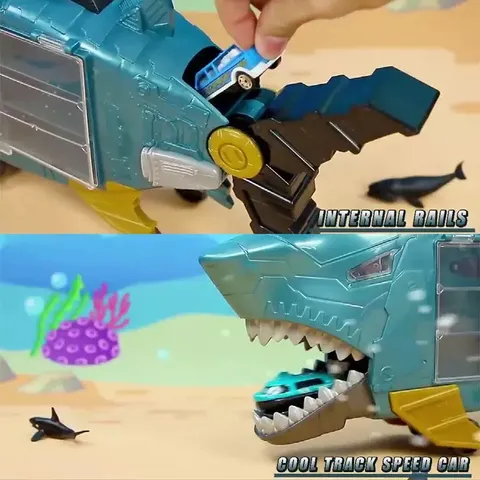 Xe ô tô đồ chơi Cá Mập YISU TOYS - Chứa 8 loại cá, 2 xe - Hiệu ứng âm thanh, nhạc - thegioidochoi1104