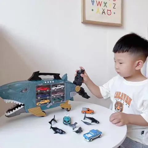 Xe ô tô đồ chơi Cá Mập YISU TOYS - Chứa 8 loại cá, 2 xe - Hiệu ứng âm thanh, nhạc - thegioidochoi1104