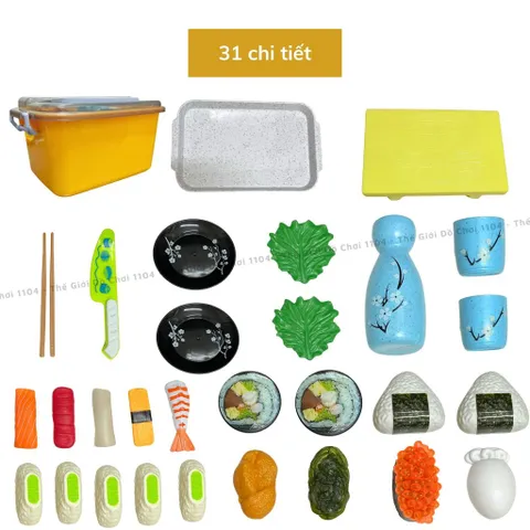 Bộ đồ chơi mô hình sushi 31 chi tiết - Trải nghiệm bếp Nhật cho trẻ em, đồ chơi nhập vai an toàn, phát triển sáng tạo và kỹ năng sống.