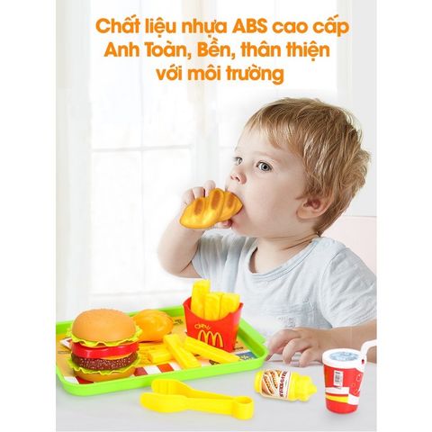 Đồ Chơi Nhà Bếp Cho Bé - Khay Hamburger Nhiều Chi Tiết Mô Phỏng Thức Ăn Nhanh, An Toàn, Thú Vị Cho Bé Gái Từ 3 Tuổi