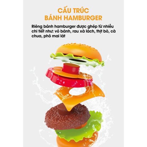 Đồ Chơi Nhà Bếp Cho Bé - Khay Hamburger Nhiều Chi Tiết Mô Phỏng Thức Ăn Nhanh, An Toàn, Thú Vị Cho Bé Gái Từ 3 Tuổi