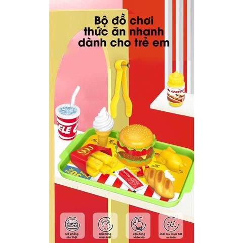 Đồ Chơi Nhà Bếp Cho Bé - Khay Hamburger Nhiều Chi Tiết Mô Phỏng Thức Ăn Nhanh, An Toàn, Thú Vị Cho Bé Gái Từ 3 Tuổi