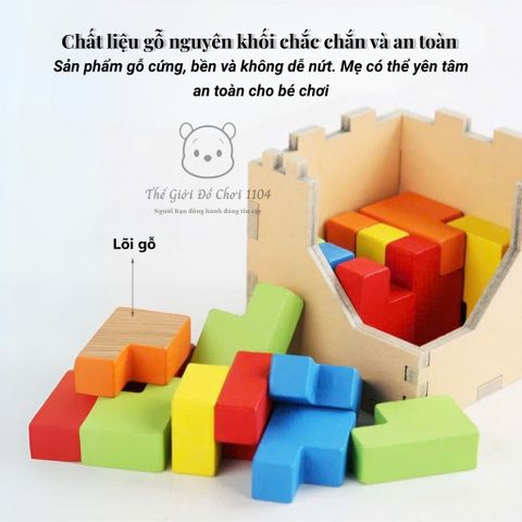 Rubik Gỗ Xếp Hình Tetris 25 khối - Đồ Chơi Tư Duy Thông Minh Cho Bé