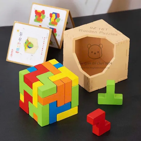 Rubik Gỗ Xếp Hình Tetris 25 khối - Đồ Chơi Tư Duy Thông Minh Cho Bé