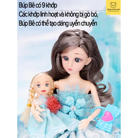 Bộ đồ chơi búp bê Elsa mã 125-73, hộp to, kèm nhiều quần áo và phụ kiện trang điểm cho bé, thế giới đồ chơi 1104