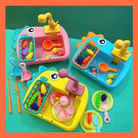 Đồ chơi bồn rửa chén bát Dinosaurs kèm bộ câu cá 21 chi tiết - giúp bé phát triển trí tuệ