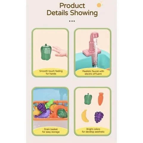 Đồ chơi bồn rửa chén bát Dinosaurs kèm bộ câu cá 21 chi tiết - giúp bé phát triển trí tuệ