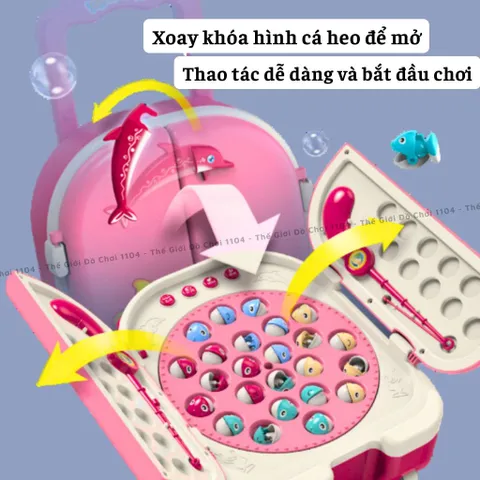 Đồ chơi câu cá kiểu dáng Vali cao cấp 24 con chạy pin phát nhạc và đèn