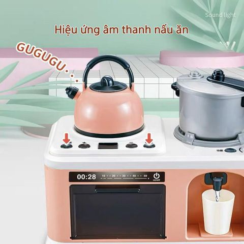 Bộ Bếp Nấu Ăn 4in1 Cho Bé Gái - 30 Chi Tiết, Hiệu Ứng Hơi Nước, Đồ Chơi Đầu Bếp Chất Liệu Nhựa ABS, Học Nhập Vai Thú Vị