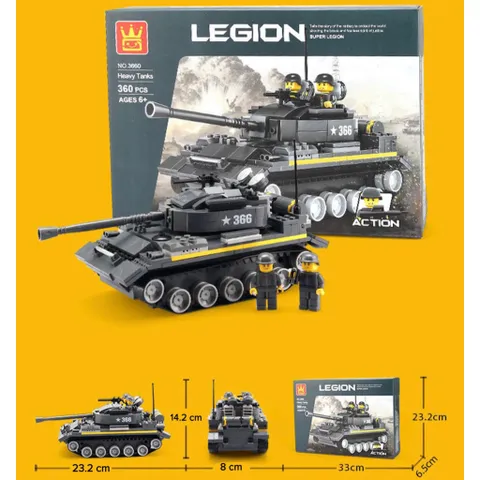 Đồ chơi lắp ráp Lego xe tăng cho bé 360 mảnh ghép, thế giới đồ chơi 1104