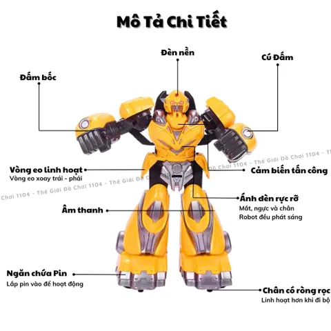 Combo Robot Chiến Đấu Có Tay Cầm Điều Khiển Từ Xa, Robot đấm bốc dùng Pin sạc