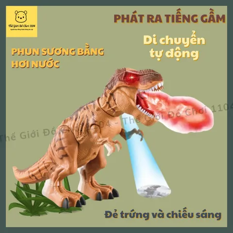 Đồ chơi khủng long đẻ trứng biết đi phun lửa chiếu đèn cỡ lớn khủng long cho bé trai