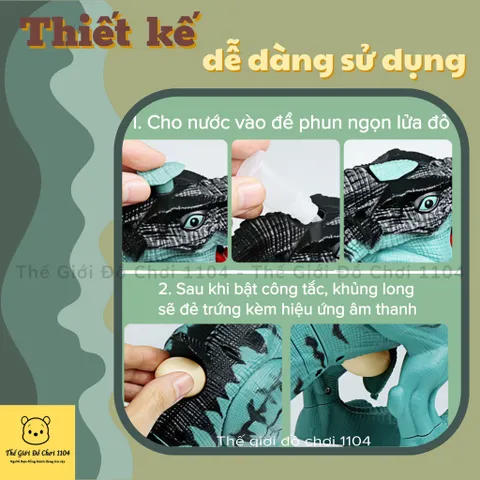 Đồ chơi khủng long đẻ trứng biết đi phun lửa chiếu đèn cỡ lớn khủng long cho bé trai