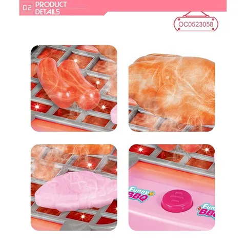 Đồ chơi nấu ăn cho bé gái kèm lò nướng BBQ có hiệu ứng hơi nước, nhạc đèn, dùng pin, thế giới đồ chơi 1104