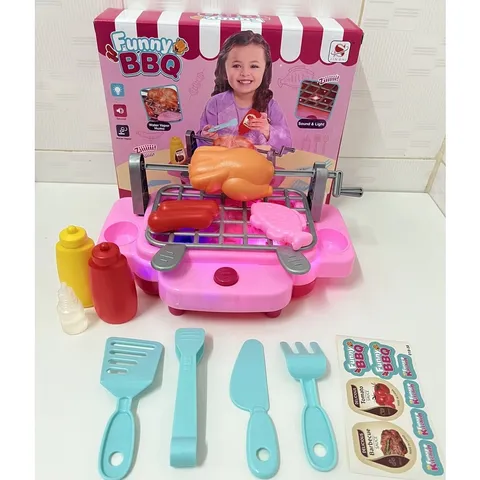 Đồ chơi nấu ăn cho bé gái kèm lò nướng BBQ có hiệu ứng hơi nước, nhạc đèn, dùng pin, thế giới đồ chơi 1104
