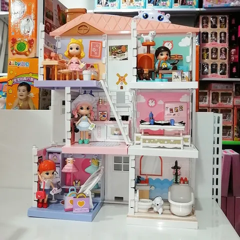 Mô hình nhà búp bê cho bé DIY - Chính Hãng - đầy đủ nội thất - dành cho bé 4 tuổi - thegioidochoi1104