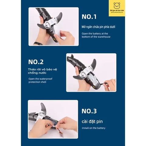 Đồ chơi Cá Mập điều khiển từ xa 2.4GHZ - Có đèn chiếu - Chống thấm nước - Kích thích trí não cho bé - thegioidochoi1104