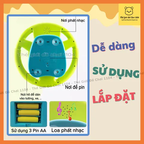 Vô lăng chơi game cho bé Little Driver mô hình vô lăng gắn xe ô tô có nhạc Thegioidochoi1104