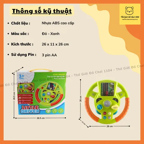 Vô lăng chơi game cho bé Little Driver mô hình vô lăng gắn xe ô tô có nhạc Thegioidochoi1104