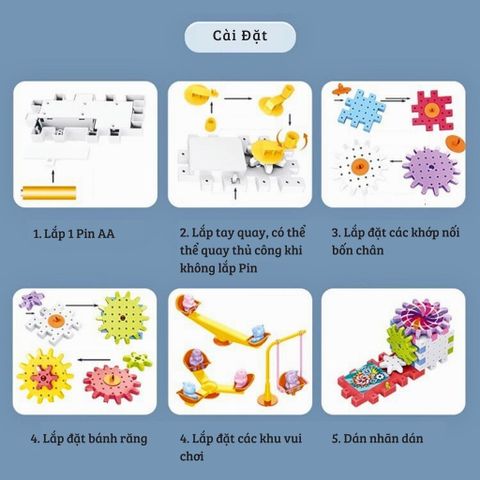 Đồ chơi lắp ghép bánh răng vòng xoay chuyển động, 83 chi tiết, lego bánh răng