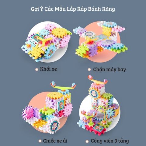 Đồ chơi lắp ghép bánh răng vòng xoay chuyển động, 83 chi tiết, lego bánh răng
