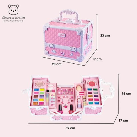 Bộ đồ chơi trang điểm cho bé gái - Hộp trang điểm có gương an toàn, vali xinh xắn, đồ chơi làm đẹp phát triển trí tưởng tượng