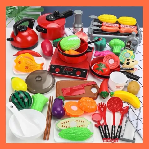 Đồ chơi nấu ăn cho bé Mini Kitchen 36 chi tiết - Màu đỏ - Mô phổng dụng cụ nhà bếp - thegioidochoi1104
