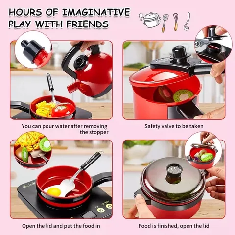Đồ chơi nấu ăn cho bé Mini Kitchen 36 chi tiết - Màu đỏ - Mô phổng dụng cụ nhà bếp - thegioidochoi1104