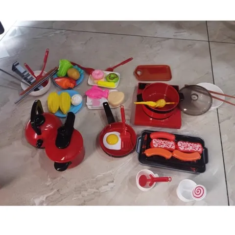 Đồ chơi nấu ăn cho bé Mini Kitchen 36 chi tiết - Màu đỏ - Mô phổng dụng cụ nhà bếp - thegioidochoi1104