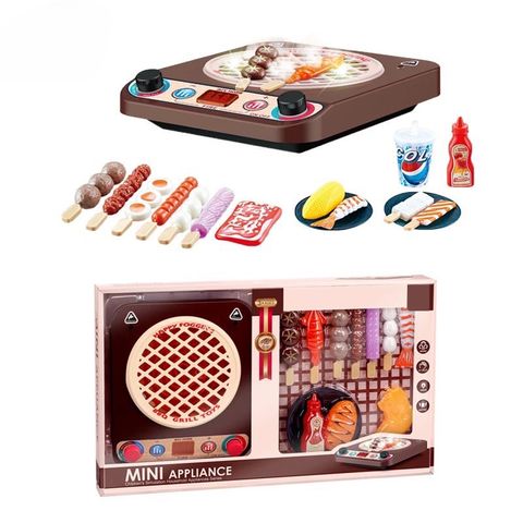 Đồ chơi nấu ăn cho bé mô phổng bếp nướng BBQ hiệu ứng hơi nước, có nhạc và đèn, thế giới đồ chơi 1104