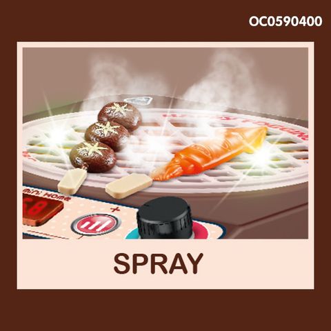 Đồ chơi nấu ăn cho bé mô phổng bếp nướng BBQ hiệu ứng hơi nước, có nhạc và đèn, thế giới đồ chơi 1104