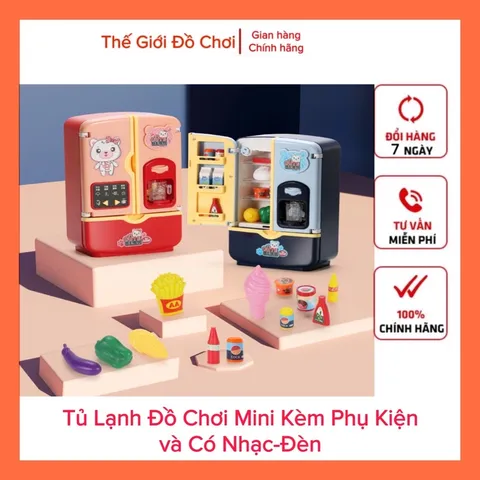 [HOT] Đồ Chơi Tủ Lạnh Mini Cao Cấp Cho Bé Hình Gấu Màu Xanh Kích Thước To
