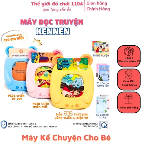 Máy đọc truyện KENNEN - Bộ đọc thẻ cho bé - có Bảo Hành - 105 thẻ - Phát triển tư duy - thegioidochoi1104