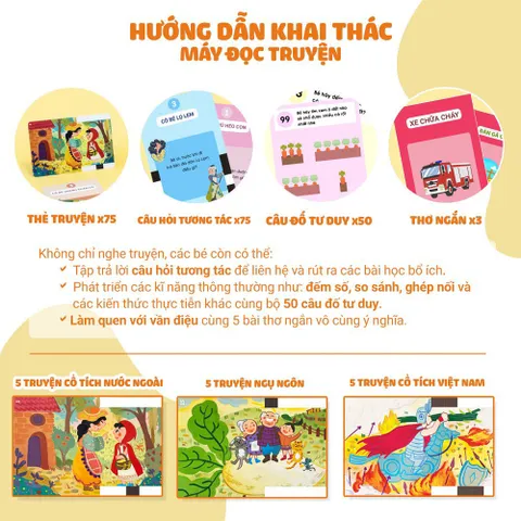 Máy đọc truyện KENNEN - Bộ đọc thẻ cho bé - có Bảo Hành - 105 thẻ - Phát triển tư duy - thegioidochoi1104